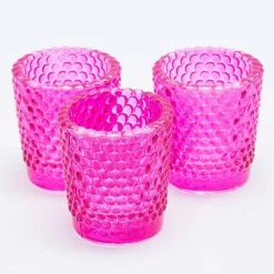 Richland Votive Holder Hobnail Pink Set Of 12