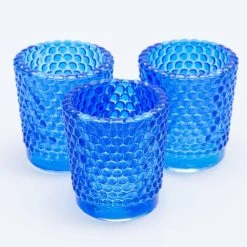 Richland Votive Holder Hobnail Blue Set Of 12