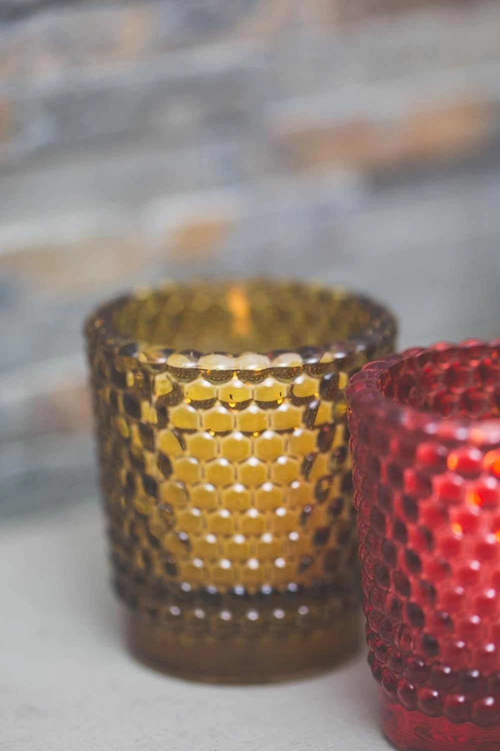 Richland Votive Holder Hobnail Amber Set Of 12 2 Richland Votive Holder Hobnail Amber Set Of 12 - Image 2
