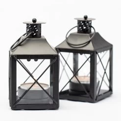 Richland Mini Tealight Lanterns Black Metal Set Of 25
