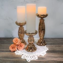 Richland Unique Rose Gold Mercury Glass Pillar Candle Holder Set Of 3 9 Richland Unique Rose Gold Mercury Glass Pillar Candle Holder Set Of 3 -Unique Candle 9754 9755 9756 4430 2