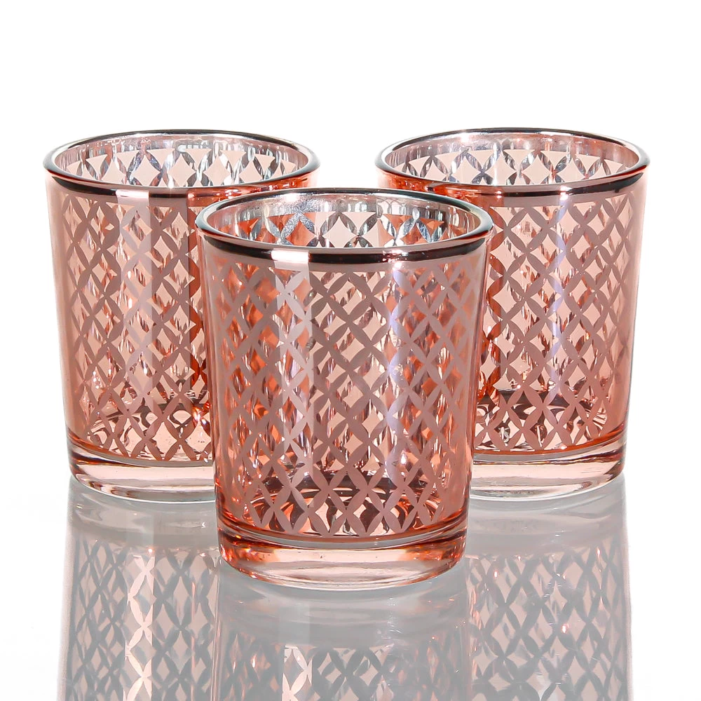Richland Rose Gold Lattice Glass Holder - Small Set Of 72 1 Richland Rose Gold Lattice Glass Holder - Small Set Of 72