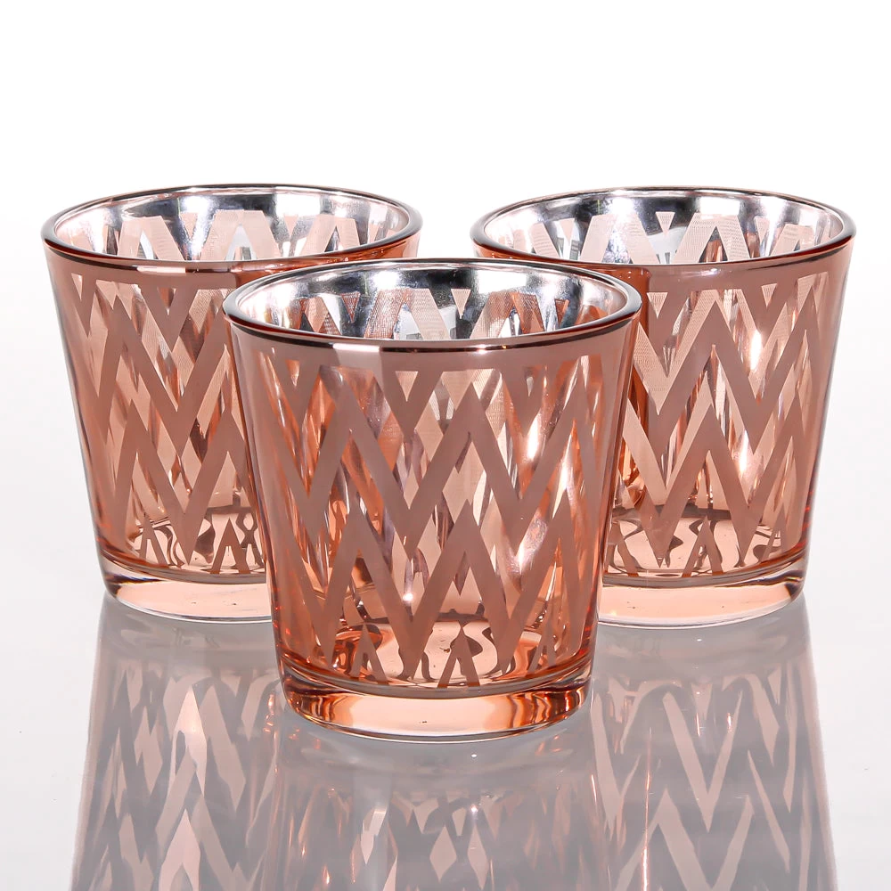 Richland Rose Gold Chevron Glass Holder - Medium Set Of 48 1 Richland Rose Gold Chevron Glass Holder - Medium Set Of 48