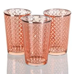 Richland Rose Gold Lattice Glass Holder - Large Set Of 48