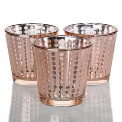 Richland Rose Gold Dotted Glass Holder - Medium Set Of 48