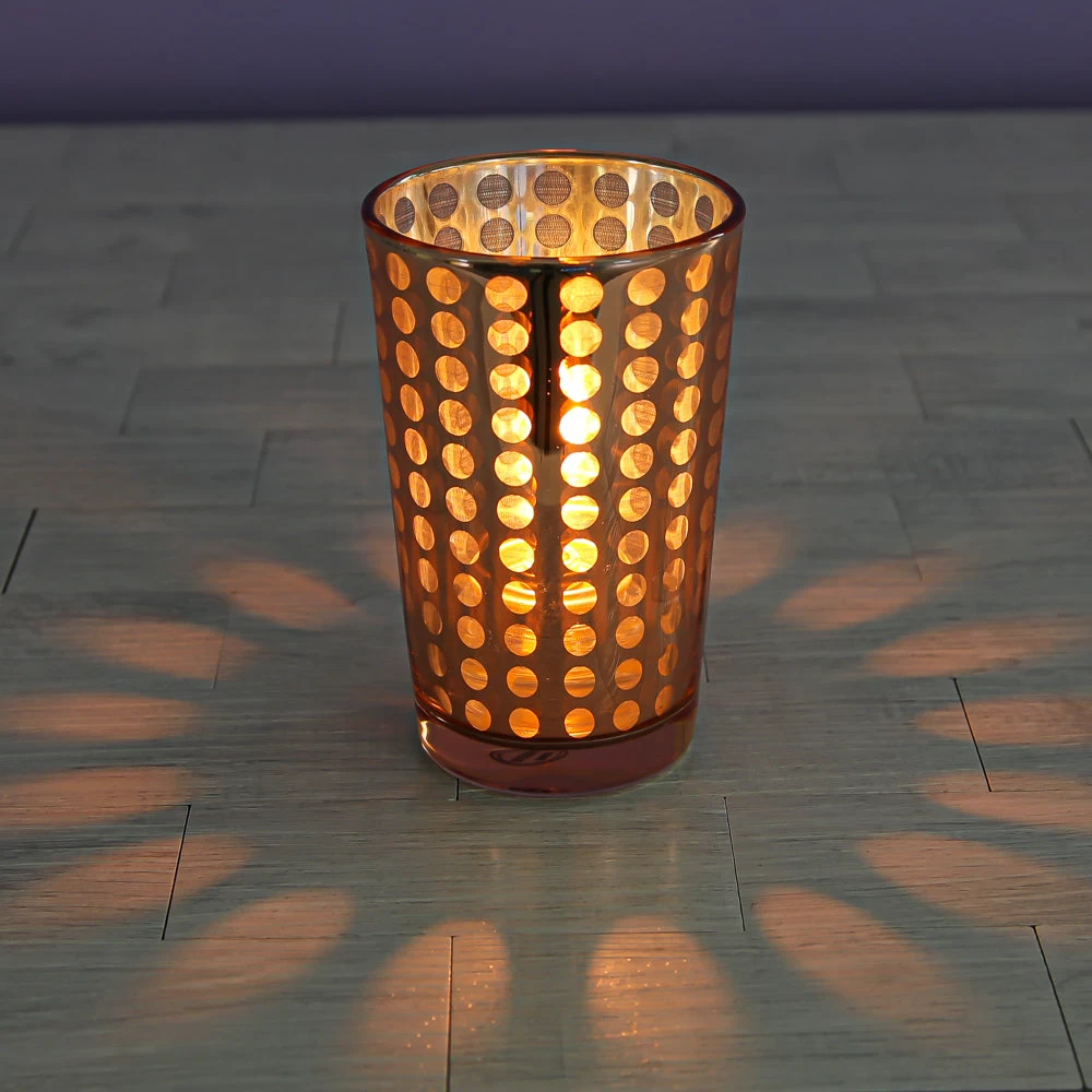 Richland Rose Gold Dotted Glass Holder - Large Set Of 48 2 Richland Rose Gold Dotted Glass Holder - Large Set Of 48 - Image 2