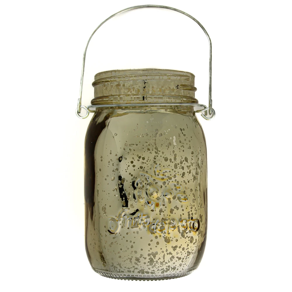 Richland Small Mercury Hanging Mason Jar With Handle - Metallic Gold Set Of 36 2 Richland Small Mercury Hanging Mason Jar With Handle - Metallic Gold Set Of 36 - Image 2