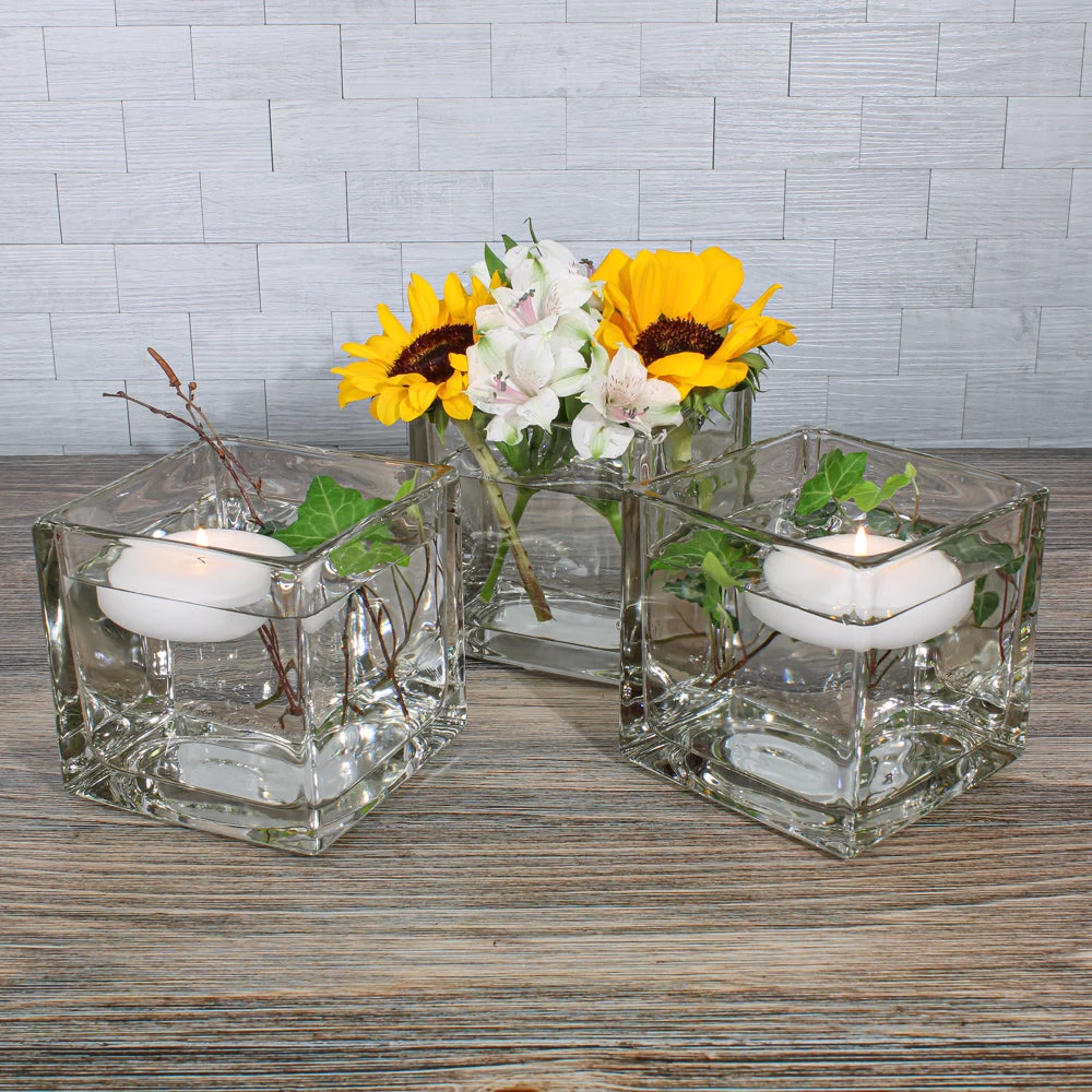 Richland Square Glass Cube Vase 5" Set Of 12 3 Richland Square Glass Cube Vase 5" Set Of 12 - Image 3