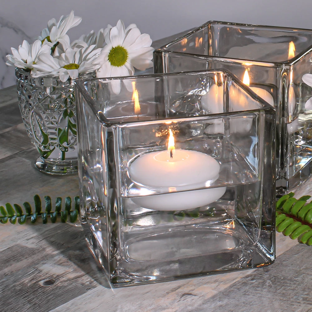 Richland Square Glass Cube Vase Set Of 36 (4"/5"/6") 2 Richland Square Glass Cube Vase Set Of 36 (4"/5"/6") - Image 2