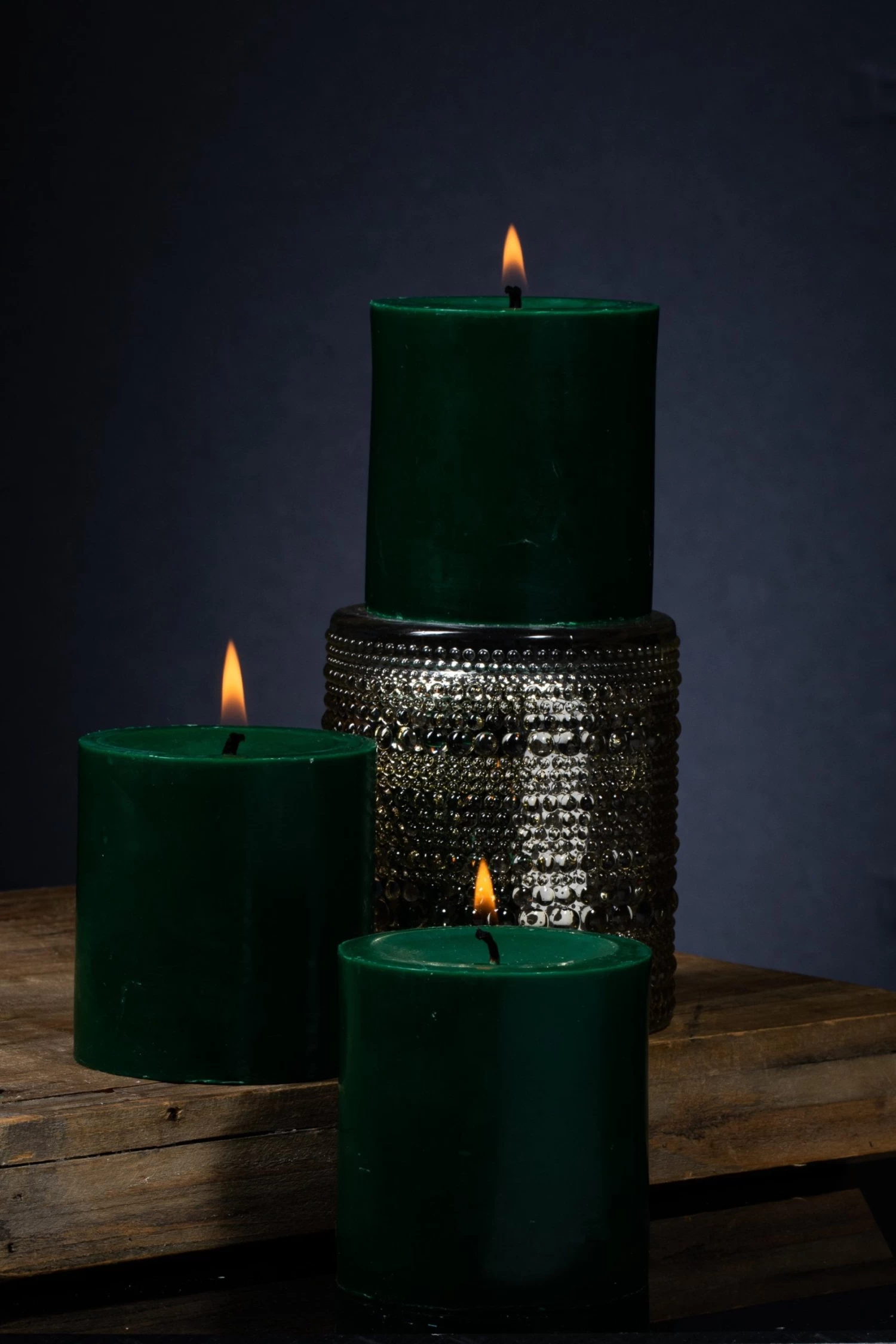 Richland Pillar Candles 3"x3" Dark Green Set Of 12 2 Richland Pillar Candles 3"x3" Dark Green Set Of 12 - Image 2