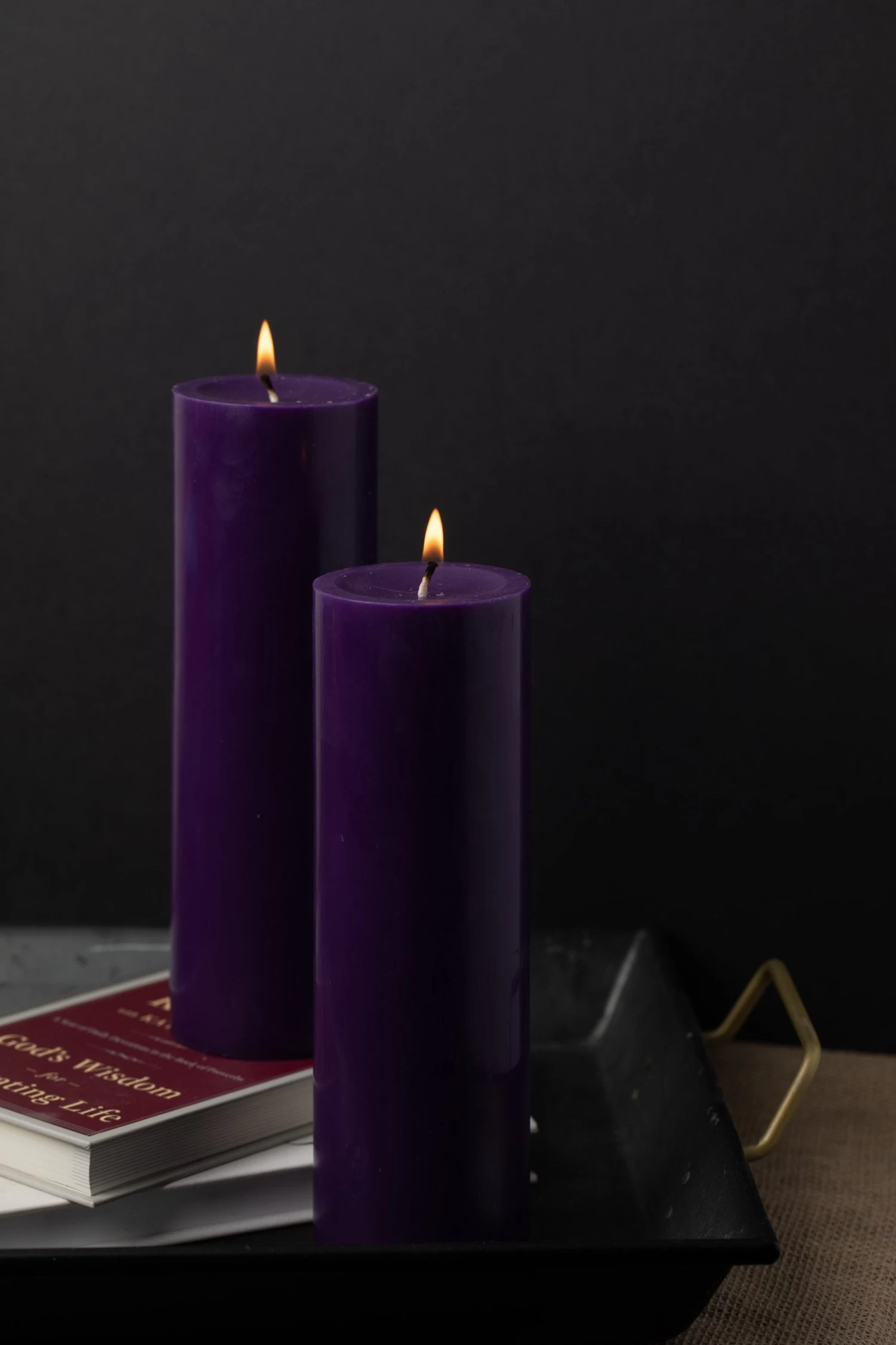 Richland Pillar Candles 3"x9" Purple Set Of 6 2 Richland Pillar Candles 3"x9" Purple Set Of 6 - Image 2