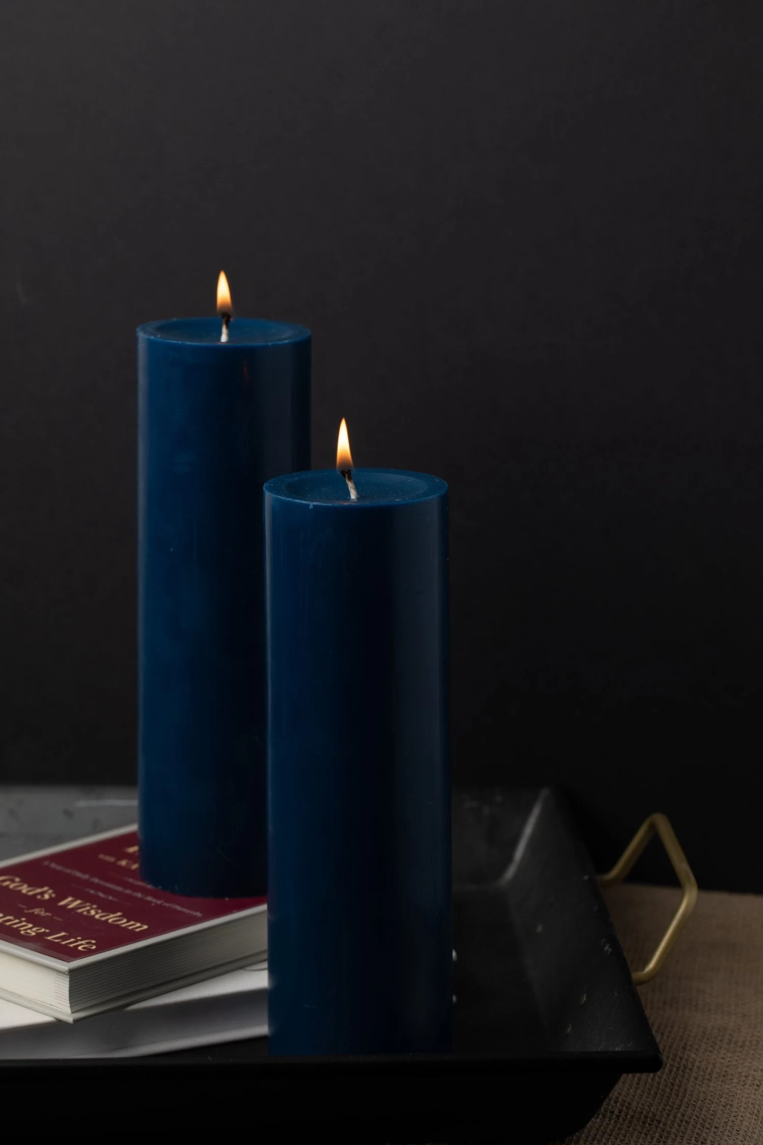 Richland Pillar Candles 3"x9" Navy Blue Set Of 6 2 Richland Pillar Candles 3"x9" Navy Blue Set Of 6 - Image 2