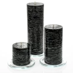 Richland Rustic Pillar Candle 3" X "3, 3" X 6" & 3"x 9" Black Set Of 36