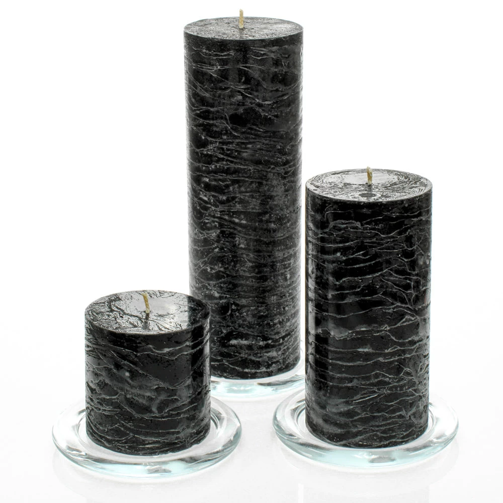 Richland Rustic Pillar Candle 3" X "3, 3" X 6" & 3"x 9" Black Set Of 36 1 Richland Rustic Pillar Candle 3" X "3, 3" X 6" & 3"x 9" Black Set Of 36