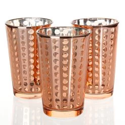 Richland Rose Gold Dotted Glass Holder - Large Set Of 48