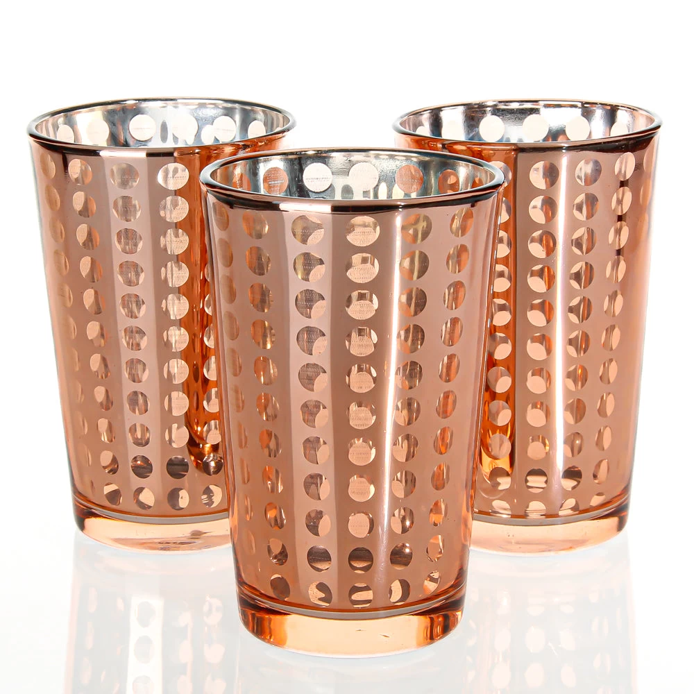 Richland Rose Gold Dotted Glass Holder - Large Set Of 48 1 Richland Rose Gold Dotted Glass Holder - Large Set Of 48