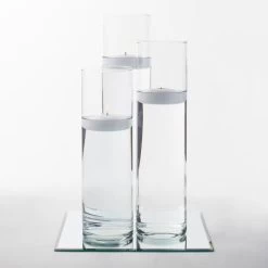 Eastland 12" Mirror And Tall Cylinder Vase Centerpiece With Richland Floating Candles Set Of 84 -Unique Candle MG 9940a 6c80384a b75b 4868 b3cf 203afbc78b93