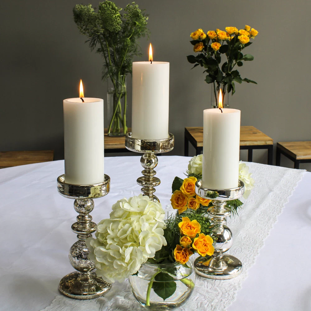 Richland Pillar Holder Unique Mercury Bubble - 7.3" - Set Of 6 2 Richland Pillar Holder Unique Mercury Bubble - 7.3" - Set Of 6 - Image 2