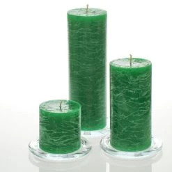 Richland Rustic Pillar Candle 3" X "3, 3" X 6" & 3"x 9" Dark Green Set Of 36