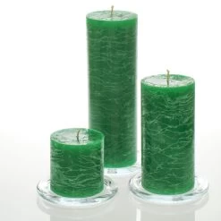 Richland Rustic Pillar Candle 3" X "3, 3" X 6" & 3"x 9" Dark Green Set Of 3