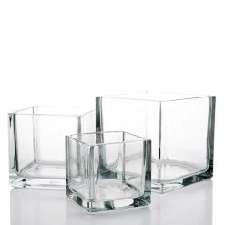 Richland Square Glass Cube Vase Set Of 3 (4"/5"/6")