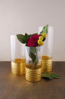 Gold Honeycomb Cylinder Vase 4"x12" -Unique Candle cylinder vase honeycomb rt 8 4 2