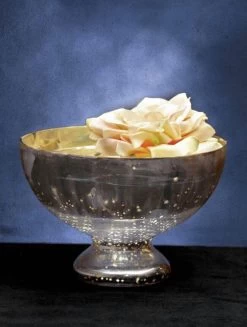 Mercury Glass Compote Bowl Silver Mercury 7.25" X 5"
