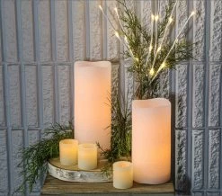 Richland 4" Large LED Pillar Candle With Wavy Top (3 Sizes) - Set Of 3 -Unique Candle flamelessLED 589fe1e8 3b78 4e2d a896 9b8fe22f387b
