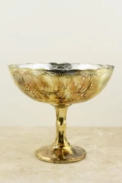Desiray Glass Compote 7" X 8" Gold