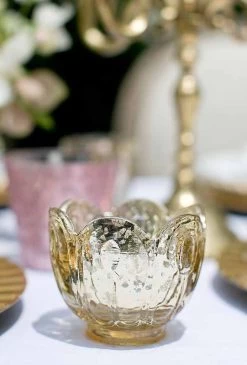 Gold Carraway Votive Holders Set Of 6 -Unique Candle gold carraway votive holder 1