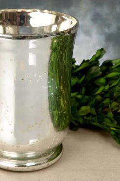Silver Mercury Glass Hurricane Vase & Candle Holder 6" -Unique Candle mercury glass hurricane vase 6 2