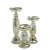 Eastland Unique Mercury Glass Pillar Candle Holder Set Of 3