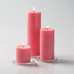 Richland Pillar Candles 3"x3", 3"x6" & 3"x9" Pink Set Of 12