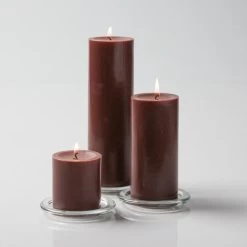 Richland Pillar Candles 3"x3", 3"x6" & 3"x9" Brown Set Of 36