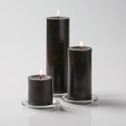 Richland Pillar Candles 3"x3", 3"x6" & 3"x9" Black Set Of 12