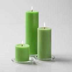 Richland Pillar Candles 3"x3", 3"x6" & 3"x9" Green Set Of 18
