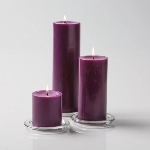 Richland Pillar Candles 3"x3", 3"x6" & 3"x9" Purple Set Of 18 1 Richland Pillar Candles 3"x3", 3"x6" & 3"x9" Purple Set Of 18
