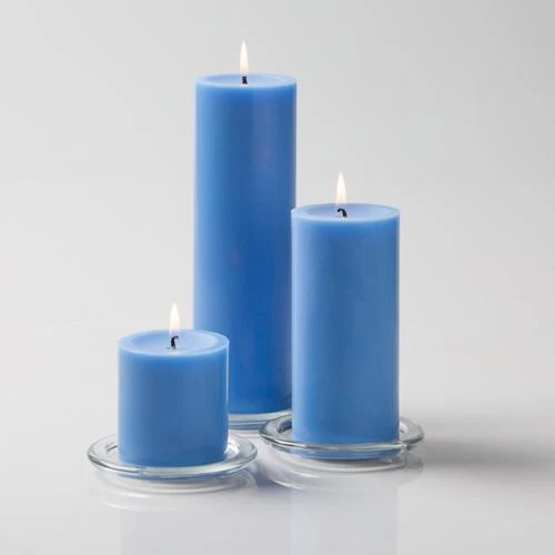 Richland Pillar Candles 3"x3", 3"x6" & 3"x9" Light Blue Set Of 18 1 Richland Pillar Candles 3"x3", 3"x6" & 3"x9" Light Blue Set Of 18