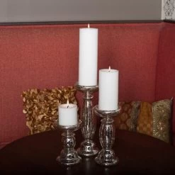 Eastland Unique Mercury Glass Pillar Candle Holder Set Of 3 -Unique Candle mg 2273 2 3