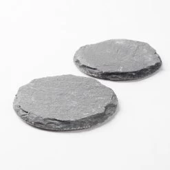 Richland Round Natural Slate Coaster 4" Set Of 12