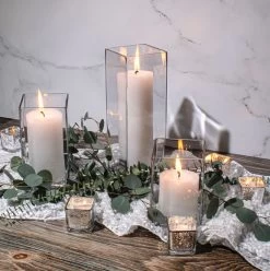 Eastland Square Vases 6", 8" & 12" Set Of 18 -Unique Candle squarevases