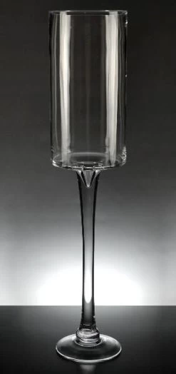 Cylinder Pedestal Vase Thick Glass 24 Inch