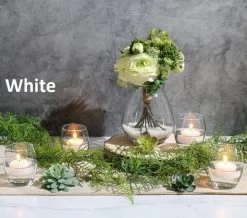 Eastland Grande Hurricane Holders & Richland Floating Candles 2" Set Of 24 -Unique Candle whitefloat